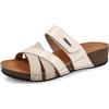 Fly Flot Ciabatta Donna in Ecopelle con Fascia e Strappo Regolabile, Fodera Traspirante Air Flot, Sottopiede Imbottito in Pelle, Sandali, Bianco Perla RAL 1013, 41 EU