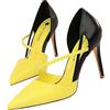 WBITJDK Sexy Tacco A Spillo A Punta Bicolore Cinturino alla Caviglia Décolleté Donna Comode 9.5cm da Matrimonio Ufficio Feste Sexy Scarpe (Giallo,39)