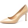 Castamere Scarpe col Tacco Donna Punta Appuntito Moda Tacco a Spillo 8.5CM Beige Nudo Pelle Verniciata Scarpe EU 39