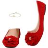 POIOZXD Mocassini ortopedici da donna 2026, scarpe basse da donna con fiocco e design floreale, punta rotonda per lavoro e casual, comode, leggere, scarpe da sposa di larghezza larga, Rosso, 38 EU