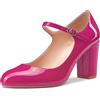 Castamere Donna Medio Chunky Blocco Tacco Heel Rotonda Punta Pumps Mary Jane Cinturino alla Caviglia Ufficio Feste Dress Scarpe 8.5 CM Heels Magenta Rosso 1 37 EU