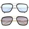 AIEYEZO Tony Stark, occhiali da sole vintage quadrati con montatura in metallo, per uomo e donna, occhiali da sole Iron Man ed Edith, Confezione da due (Edith stesso colore + oro/nero/grigio sfumato