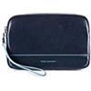 PIQUADRO - Pochette 2 Scomparti in Pelle Blue Square - Uomo - Blu Notte