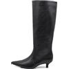 IF Stivali alti donna eleganti A punta affusolata tacco Kitten Heels sottile medio comodi chic moda classica X2693-03 nero N.39