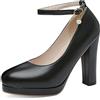 Lroey Reoly Décolleté con Tacco Largo da Donna, Pompe al Tallone Alto Punta Rotonda Fibbia Scarpe da Sera con Plateau con Cinturino alla Caviglia Semplici Vcukdw Nero Numero 36 EU