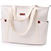 KALIDI FANCY FOREST KALIDI - Borsa a tracolla da donna di grande capacità, con cerniera e multi-tasche, leggera e impermeabile, in nylon, per lavoro, università, viaggi, scuola, shopping, spiaggia, Beige, Medium