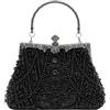 lapulio Borsa da sera vintage con foglie floreali e paillettes, elegante pochette da donna per spose, balli, feste e occasioni formali