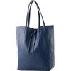 modamoda de - T163 - Ital. Grande borsa shopper con tasca interna in pelle, Large