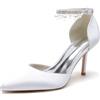 EICOFF Scarpe con Tacco Alto con Cinturino alla Caviglia Décolleté Donna con a Punta Perle Sandali da Sposa Matrimonio per Feste,Bianca,36 EU