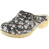 APREGGIO - Zoccoli Donna in Pelle Liscia - Sabot Donna Estive Eleganti con Tacco Alto - Stile Svedese - Punta Chiusa - Suola in Legno - Ideali per L'Estate - Nero con Fiori - Taglia 39 EU