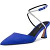 Castamere Donna Spillo Medio Tacco Heel Cinturino Incrociato Diamante Cristallo a Punta 6.5 CM Heels