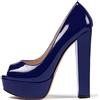 Mettesally Scarpe da Donna - Donna Decolté Peep Toe - Tacco a Blocco 15CM - Plateau Scarpe Navy EU37