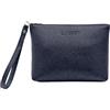 CLASSE77 Pochette a Mano in vera Pelle morbida - Borsetta Piccola Clutch con Laccetto da Polso, per Uomo o Donna, pratica ed elegante - Produzione artigianale - Made in Italy (Blu)