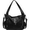 AVZYARDY borsa a spalla vintage da donna, grande tote in vera pelle PU, tracolla morbida, borsa hobo Y2K, borsa casual per shopping, lavoro, scuola, viaggio, uso quotidiano