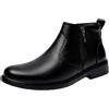 DAO-UPPSE Stivaletti Chelsea da uomo in vera pelle con fodera in pile, cerniera laterale, punta a punta, caldi stivaletti alla caviglia for l'inverno, stile casual da lavoro(Schwarz,41 EU)