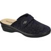 Valleverde 25232 Pantofole Casa Camera Donna Tessuto Navy Tacco Zeppa 4Cm Suola Gomma