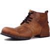 OSSTONE Tan retrò Stivali da moto per uomo Caviglia camminare moda Lace-Up Pelle Chukka Vintage Boots Uomo Scarpa Casual OS-6015-2,Retro Tan，US13(EU47.5)