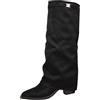 Generic Stivali Donna Invernali Autunnali, Texani Cowboy Stivaletti Alti, Stivali al Ginocchio Donna, Stivaletti con Tacco Punta, Stivaletto Wide Fit con Plateau, Fold Over Boots Marroni