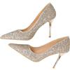 WBITJDK Scarpe col Tacco Donna con Paillettes Tacco A Spillo A Punta Décolleté Donna Sexy 9cm da Matrimonio Ufficio Feste Sexy Scarpe (Argento,39)