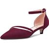 Castamere Donna Basso Gattini Tacco Heel Chiusa a Pumps Cinturino alla Caviglia Two-Piece Fibbia da Matrimonio Feste Sexy Dress Scarpe 3.5 CM Heels Borgogna Rosso 41 EU