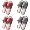 Teceyfeet Set di Ciabatte Ospiti,4 Paia Pantofole Ospiti Antiscivolo Lavabili Pantofole Aperte Sulla Punta Confortevole Pantofole per Donna Uomo Casa Hotel Spa Matrimonio Famiglia Viaggio，4 Taglie