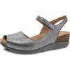 Dansko Women's Marcy Pewter Metallic Cork Wedge Sandals 6.5-7 M US