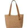 Striegro Borsa tote in paglia, borse spaziose in paglia da donna - Borsa a tracolla estiva tessuto con cinturino pelle e tasca interna con cerniera per viaggi, vacanze, Marrone.