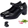 POIOZXD Scarpe Mary Jane ortopediche da donna con bottoni a diamante, suola morbida, comode, di mezza età, tacco a zeppa spesso, scarpe in pelle per donne anziane