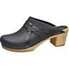 Sanita Manuella Clog | Originale fatto a mano | Clog in pelle con suola in legno per donna, Nero (Nero ), 35 EU