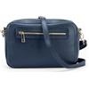 Mauro Pelletteria Borsa donna tracolla media, borsa donna tracolla due scomparti, borsa in pelle donna con tracolla regolabile, Made in Italy, Modello Grace, Blu