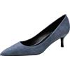 Jamron Donna Velluto 5CM Tacchi a Spillo Elegante Scarpe a Punta Decolletè Scarpe da Ufficio Blu SN0711129-1 EU39.5