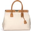 Chicca Borse Borsa Donna a Mano Pelle con Tracolla Bauletto (D37 Latte - D44 Cuoio)