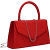 SwankySwans - Pochette da donna Kendall in pelle scamosciata, borsa envelope, per feste e balli, Rosso, Taglia unica