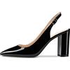 Castamere Donna Alto High Chunky Blocco Tacco Heel a Punta Slingback Pumps Slip-on Cinturino alla Caviglia Dress Clear Sandali 8.5 CM Heels Nero 36 EU
