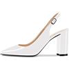 Castamere Donna Alto High Chunky Blocco Tacco Heel a Punta Slingback Pumps Slip-on Cinturino alla Caviglia Dress Clear Sandali 8.5 CM Heels Bianco 36 EU