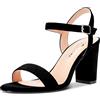 Castamere Donna Chunky Blocco Alto High Tacco Heel Cinturino alla Caviglia Sandali Aperte sulla Punta Fibbia da Matrimonio Ufficio Dress 8.5 CM Heels Nero Scamosciato 38 EU