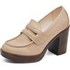 IF Fashion Scarpe Mocassini Décolleté Decollete da Donna con Tacco Largo 9cm e Plateau MP354 Beige N.38