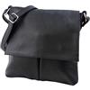 SH Leder borsetta a spalla e a tracolla in vera pelle Kim, borsa da crossover, in pelle bovina goffrata, 26x25 cm, G182, Nero , m