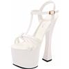 MUYEY Tacchi Alti da Donna 20 Cm Sexy Spogliarellista Performance sul Palco Pompe per Balli da Ballo Discoteca Party Dance Tacchi Alti Taglie Forti Unisex,Bianca,43 EU