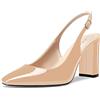 NobleOnly Donna Alto High Chunky Blocco Tacco Heel Chiusa Quadrata Punta Slingback Pumps Slip-on Cute Dress Ufficio Scarpe 8.5 CM Heels Beige 36 EU