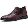 JHYUUKAU Scarpe da Uomo Chelsea Boots Stivaletti alla Moda Business Casual da Uomo Formali,Rosso,39 EU