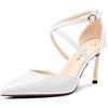 Castamere Donna Alto High Tacco Heel a Punta Pumps Cinturino alla Caviglia Cinturino Incrociato da Matrimonio Dress 8.5 CM Heels Bianco 38 EU
