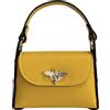 Modarno mini borsa in Vera pelle dollaro con chiusura a moschettone a forma di ape, borchie laterali, catena metallica rimovibile, manico in pelle (Giallo)