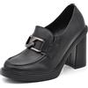 IF Fashion Scarpe Mocassini Décolleté Decollete da Donna con Tacco Largo e Plateau 9821 Nero N.39