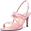 Castamere Donna Medio Tacco Heel Aperte sulla Punta Slingback Sandali Cinturino alla Caviglia Sexy da Matrimonio Feste 8.5 CM Heels Rosa Verniciata 45 EU