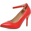 Lroey Reoly Décolleté Donna, Scarpe Tacco a Spillo Eleganti Scarpe da Festa Tacco Alto Appuntito con Cinturino alla Caviglia Rosso Numero 35 EU