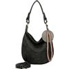 Fritzi aus Preussen Fritzi Hobo Vintage Borsa Hobo Donna in Ecopelle Borsa a Spalla Vegana con Ciondolo Rimovibile per Quotidiano Festival Città 31 x 33 x 10 cm Nero, Rosa, Marrone, Verde, Beige, Fucsia, Blu, Giallo