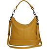 AMBRA Moda AmbraModa GLX09 - Borsa a tracolla da donna in vera pelle, giallo senape, 28/24/13cm