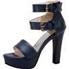Lroey Reoly Sandali da Donna, Sandali Punta Aperta con Tacco Alto Zip Tacco a Blocco Sandali con Plateau, Numero 34-50
