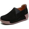 SRUQ Mocassini Donna Mocassini Morbidi in Pelle Scamosciata Scarpe da Passeggio con Plateau Slip On Scarpe con Zeppa da Esterno Classiche Basse (Nero, Numeric_36)